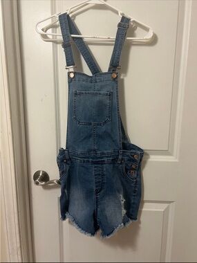Celebrity Pink Light Blue Denim Shortalls with Pink Logo